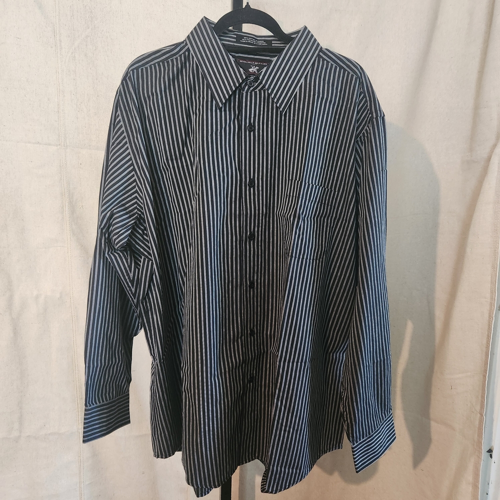 Beverly Hills Polo Club Black and White Striped Shirt